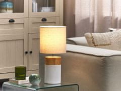 Beliani Keramická stolná lampa biela/svetlé drevo ALZEYA