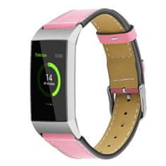 BStrap Leather Italy (Large) remienok na Fitbit Charge 3 / 4, pink