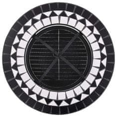 Vidaxl Mozaikový prenosný stôl s ohniskom čierno-biely 68 cm keramický