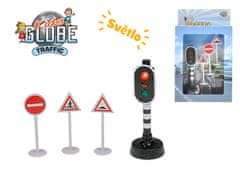 Kids Globe Dopravný semafor 13 cm na batérie so svetlom + 3 značky v krabici