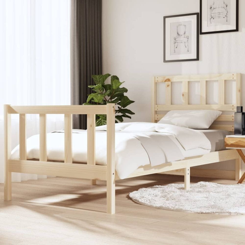 Vidaxl Rám postele, masívne drevo, 90x190 cm 3FT, jednolôžková