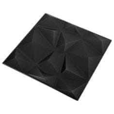 Vidaxl 3D nástenné panely 48 ks 50x50 cm diamantové čierne 12 m²