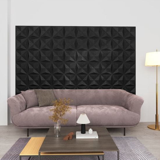 Vidaxl 3D nástenné panely 24 ks 50x50 cm origami čierne 6 m²
