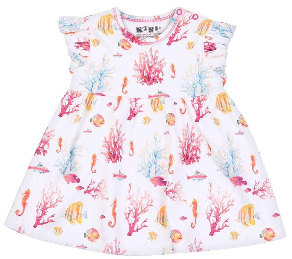 Nini dievčenské dojčenské šaty z organickej bavlny ABN-3030 biela 74