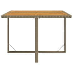 Vidaxl Záhradný stôl, béžový, 109x107x74 cm, polyirattan a masívna akácia