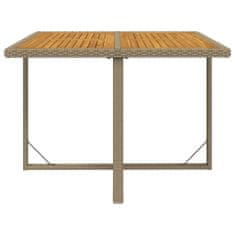 Vidaxl Záhradný stôl, béžový, 109x107x74 cm, polyirattan a masívna akácia