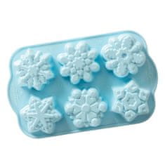 NordicWare Forma na šesť malých báboviek FROZEN v tvare snehových vločiek modrá