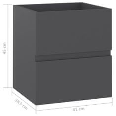 Vidaxl Umývadlová skrinka, sivá, 41x38,5x45 cm, drevotrieska