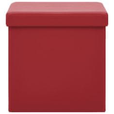 Vidaxl Skladacie úložné taburetky 2 ks vínovo-červené PVC