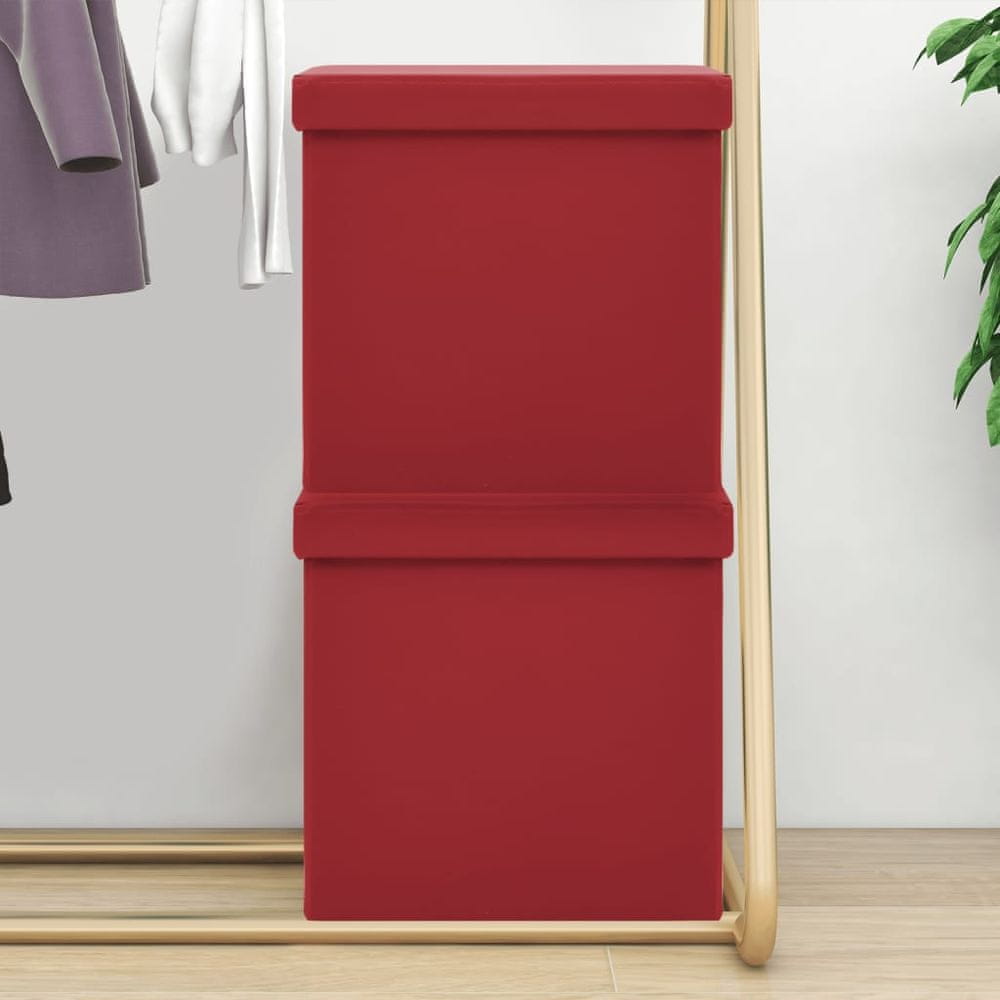 Vidaxl Skladacie stoličky s úložným priestorom, 2 kusy, vínová červená, PVC