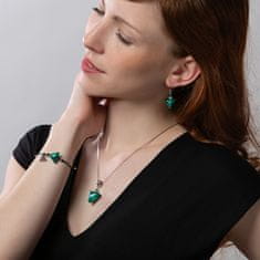 Lampglas Krásny náhrdelník Green Triangle s rýdzim striebrom v perle Lampglas NTA7