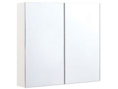 Beliani Kúpeľňová zrkadlová skrinka biela / strieborná 80 x 70 cm NAVARRA