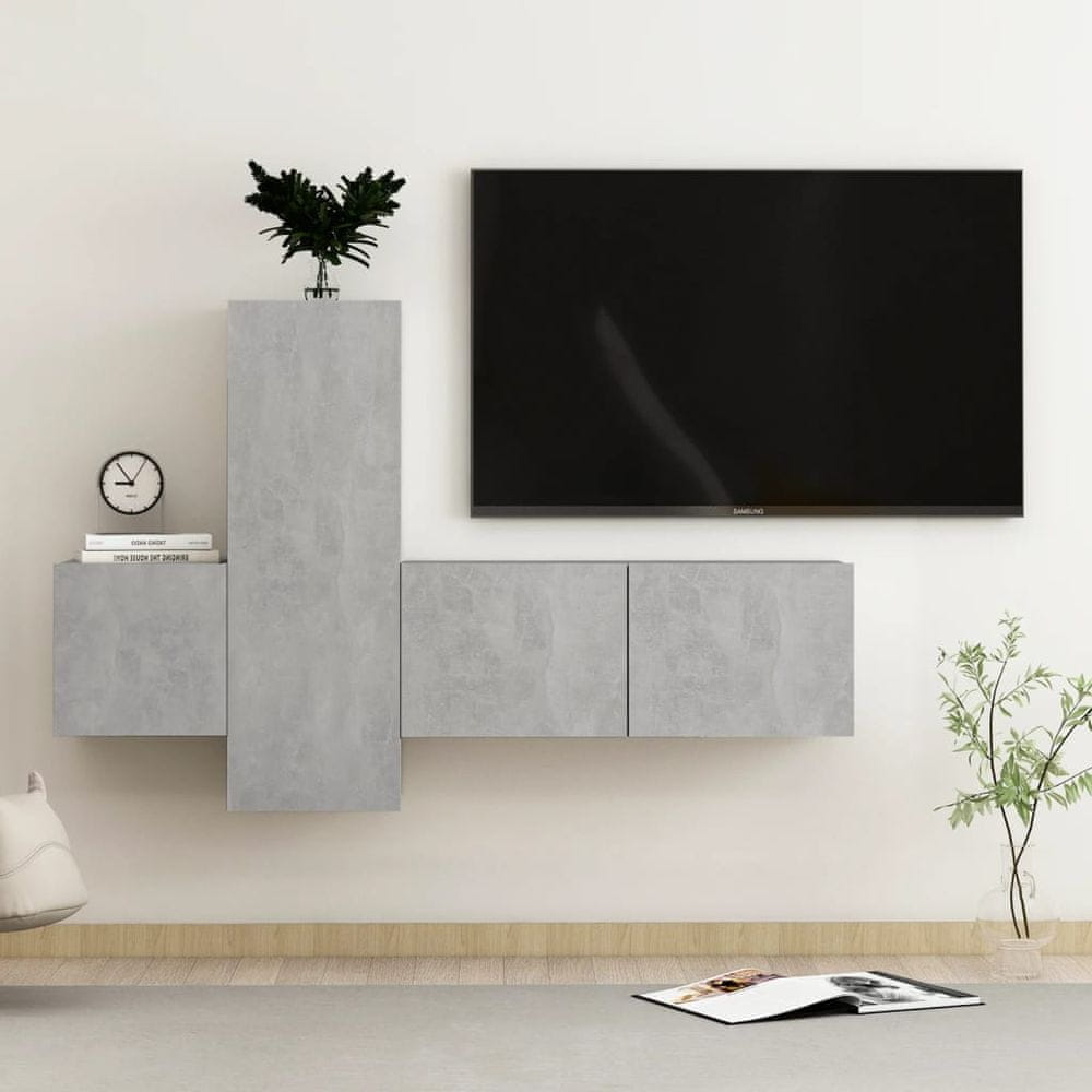 Vidaxl 3-dielna súprava TV skriniek betónovo-sivá drevotrieska