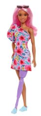Mattel Barbie Modelka 189 - Kvetinové šaty na jedno rameno FBR37