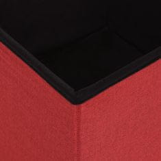 Vidaxl Úložné skladacie taburetky 2 ks vínovo-červené umelý ľan