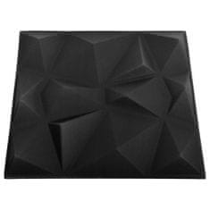 Vidaxl 3D nástenné panely 48 ks 50x50 cm diamantové čierne 12 m²