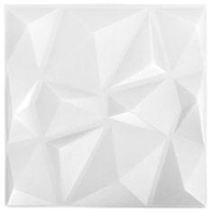 Vidaxl 3D nástenné panely 48ks 50x50 cm diamantové biele 12 m²