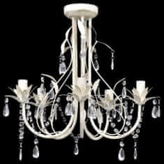 Vidaxl Krištáľový visiaci luster, elegantný, biely, 5 objímok na žiarovky