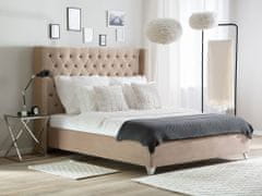Beliani Béžová čalúnená posteľ s rámom LUBBON 180x200 cm