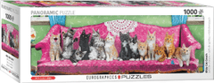 EuroGraphics Panoramatické puzzle Mačky na mačacej pohovke 1000 dielikov