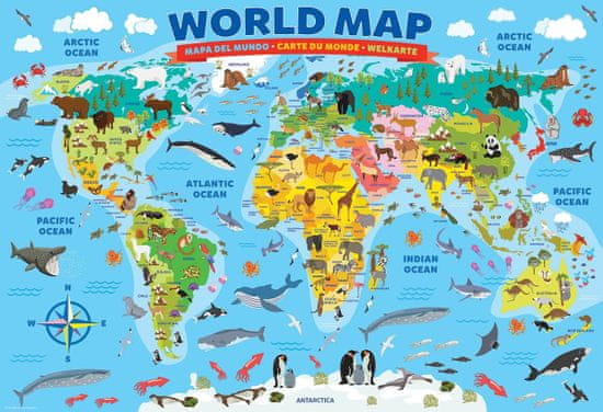 EuroGraphics Puzzle Ilustrovaná mapa sveta 100 dielikov