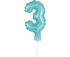 GoDan Fóliový balón na tortu číslo 3 - modrá - 13 cm