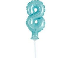 GoDan Fóliový balón na tortu číslo 8 - modrá - 13 cm