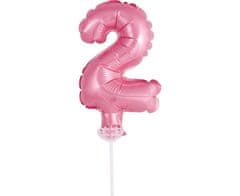 GoDan Fóliový balón na tortu číslo 2 - ružová - 13 cm