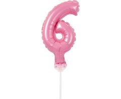 GoDan Fóliový balón na tortu číslo 6 - ružová - 13 cm