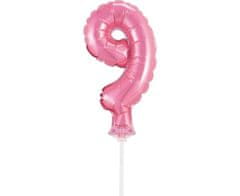 GoDan Fóliový balón na tortu číslo 9 - ružová - 13 cm