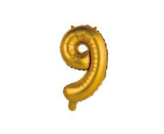 GoDan Fóliový balón číslo 9 malý - zlatá matná - 35 cm