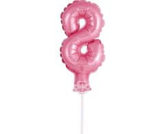 GoDan Fóliový balón na tortu číslo 8 - ružová - 13 cm