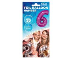 GoDan Fóliový balón číslo 6 malý - fialová - 35 cm