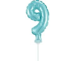GoDan Fóliový balón na tortu číslo 9 - modrá - 13 cm
