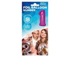 GoDan Fóliový balón číslo 1 malý - fialová - 35 cm