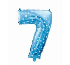 GoDan Fóliový balón číslo 7 s hviezdičkami - modrá - 65 cm
