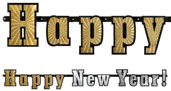 PartyDeco Banner Happy New Year - 142 cm