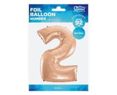 GoDan Fóliový balón číslo 2 - ružovo zlatá - 92 cm
