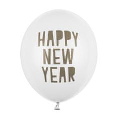 PartyDeco Latexové balóny Gold Happy New Year 12" - 6 ks