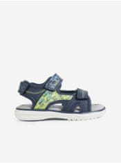 Geox Zeleno-modré chlapčenské vzorované sandále Geox Maratea 34