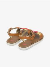 Camper Červeno-hnedé dievčenské kožené sandále Camper 29