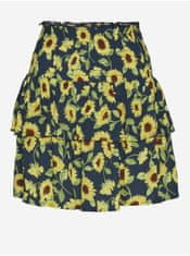 Noisy May Žlto-modrá kvetovaná krátka sukňa Noisy May Sunflower S