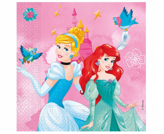 Procos Papierové servítky Disney Princess Popoluška a Ariel - 20 ks