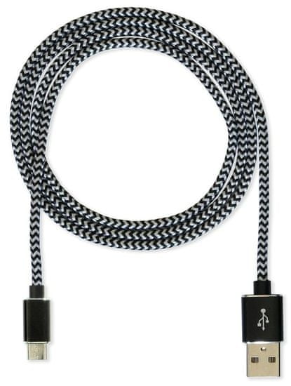CUBE1 nylon dátový kábel USB &gt; microUSB, 1m LM05-1122B-BLACK/1M, čierny