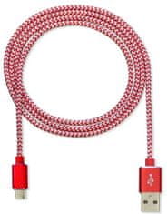 CUBE1 nylon dátový kábel USB &gt; microUSB, 1m LM05-1122B-RED/1M, červený