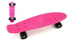 Teddies Skateboard - pennyboard 60cm nosnosť 90kg, kovové osi, ružová farba, čierna kolesá