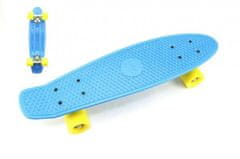 Teddies Skateboard - pennyboard 60cm nosnosť 90kg, kovové osi, modrá farba, žltá kola