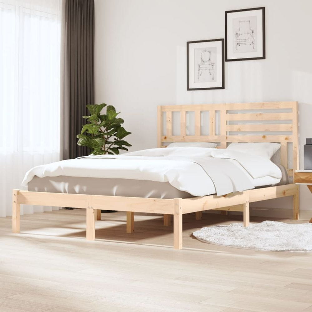 Vidaxl Rám postele z masívneho dreva, 135x190 cm, 4FT6, dvojlôžková