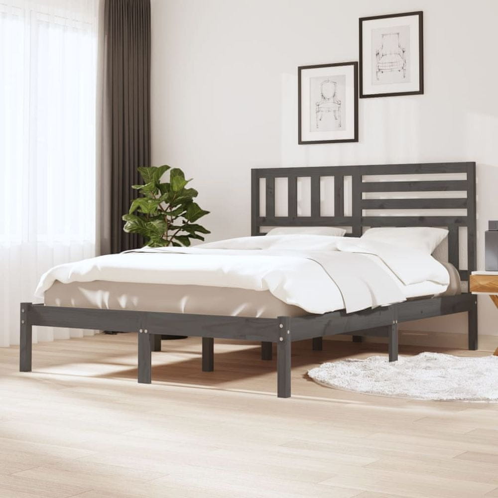 Vidaxl Rám postele, sivý, masívne borovicové drevo, 120x200 cm