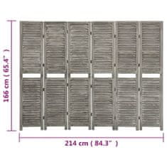 Vidaxl 6-panelový paraván sivý 214x166 cm masívne drevo